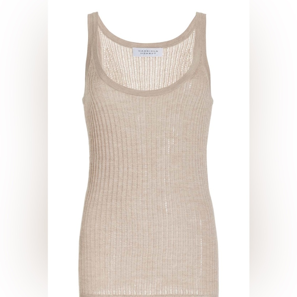 Gabriela Hearst Nevin Pointelle Knit Tank Top in Oatmeal Cashmere Silk